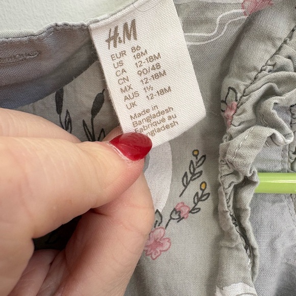 H&M Swan Print Baby Dress 12-18M Cottagecore Cute Party Easter Spring - Picture 3 of 4